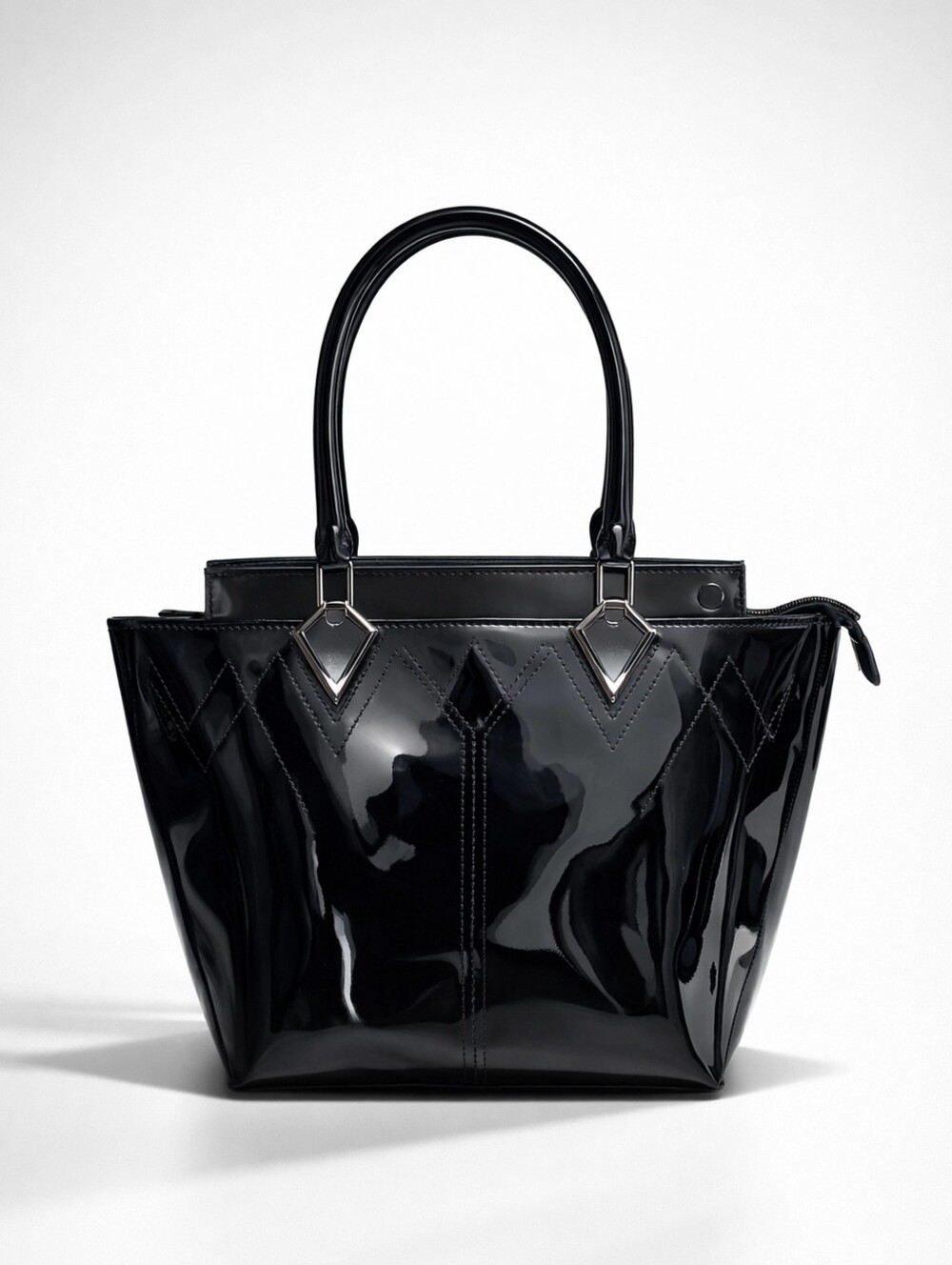Vtg. Solana Vegan Black Patent High Gloss Y2K Satchel